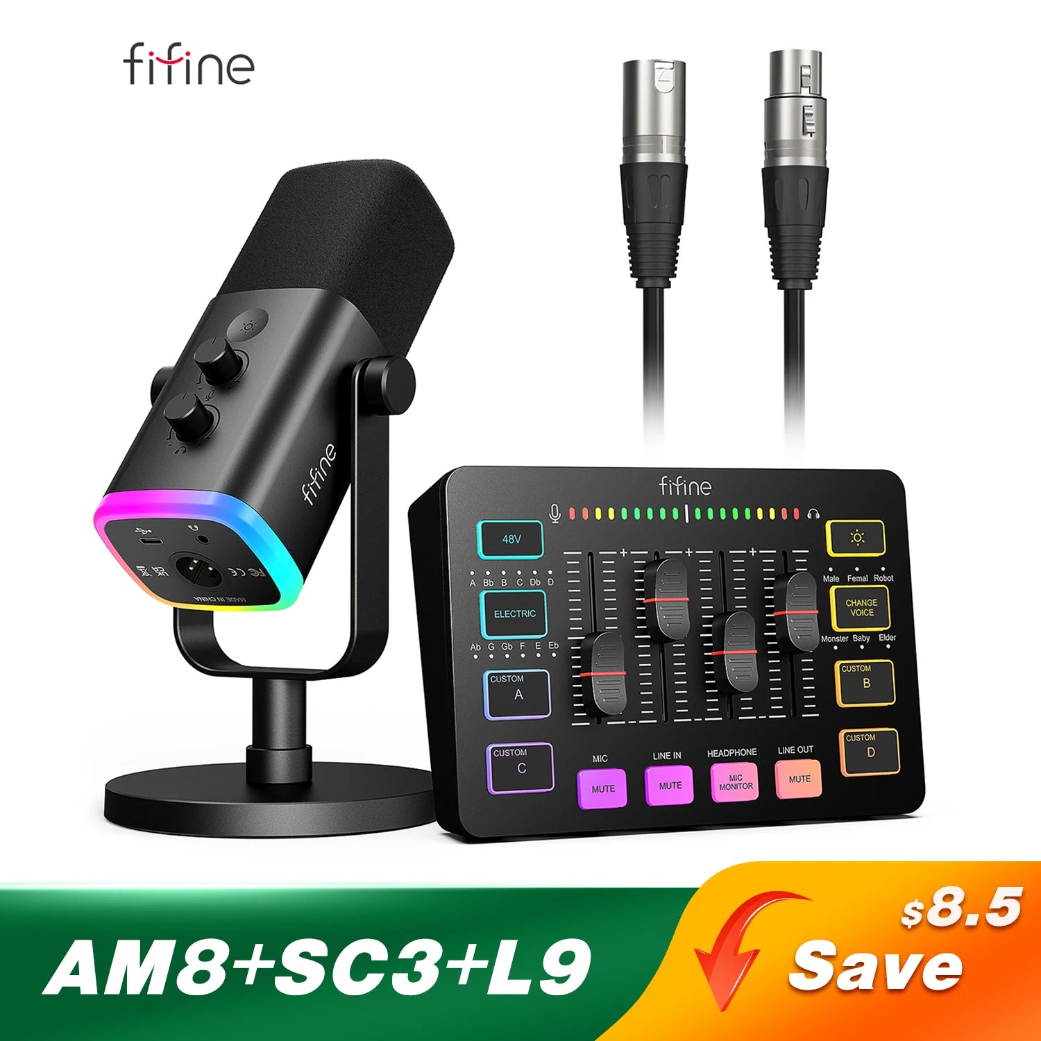 Gaming Audio Set Microphone/Mixer/Headset for Streaming Podcasting,Podcast Set for Youtube/Obs/Tiktok/X/Vk - AM8/H9/SC3