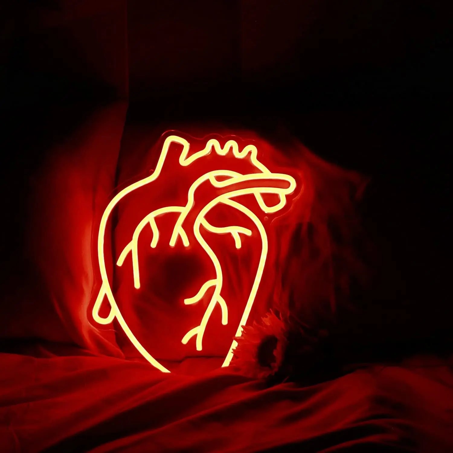 Human Heart Neon Signs LED Neon Light Sign Light up Neon Signs Wall Decor for Bedroom Man Cave Bar Decor Store Club 13*12Inches