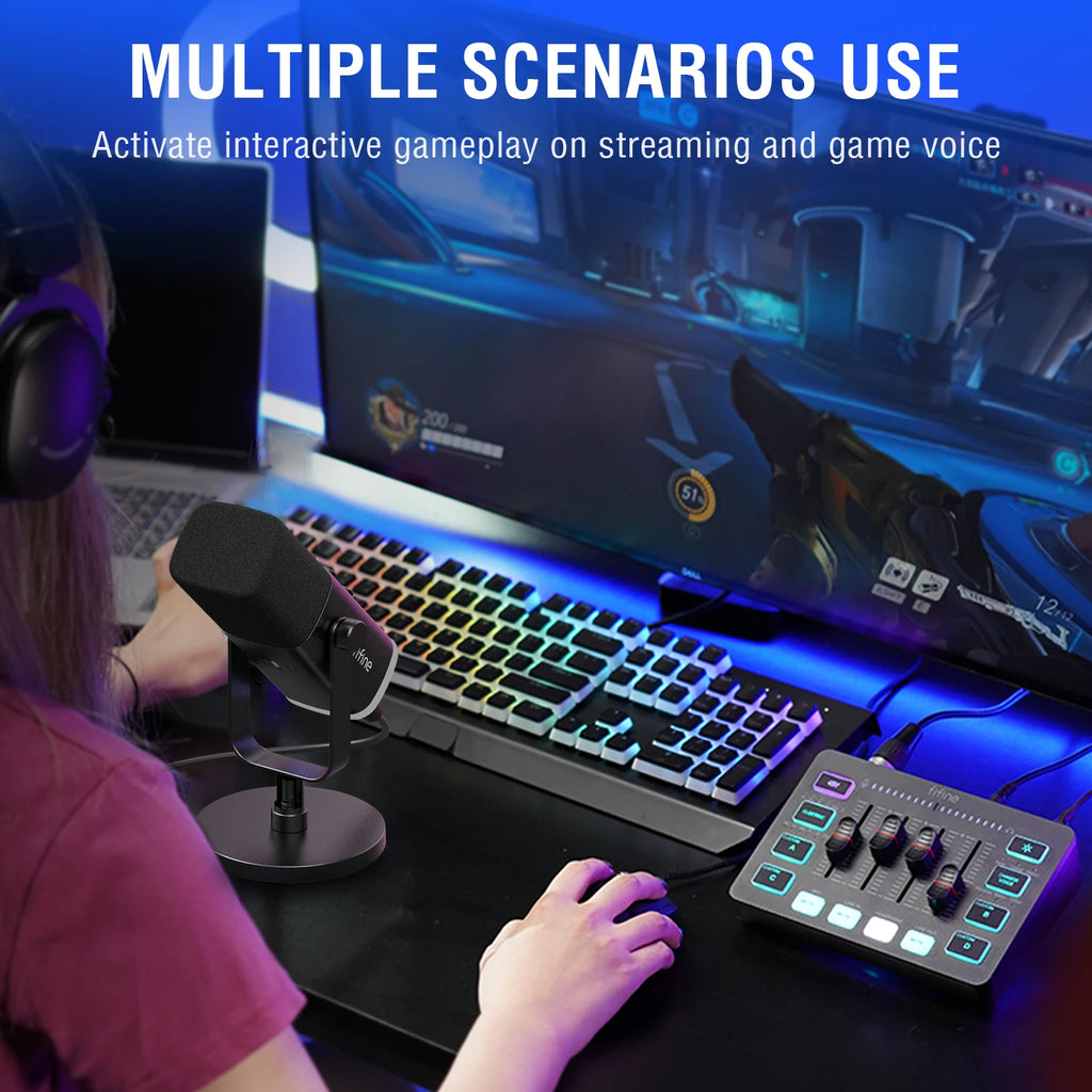 Gaming Audio Set Microphone/Mixer/Headset for Streaming Podcasting,Podcast Set for Youtube/Obs/Tiktok/X/Vk - AM8/H9/SC3
