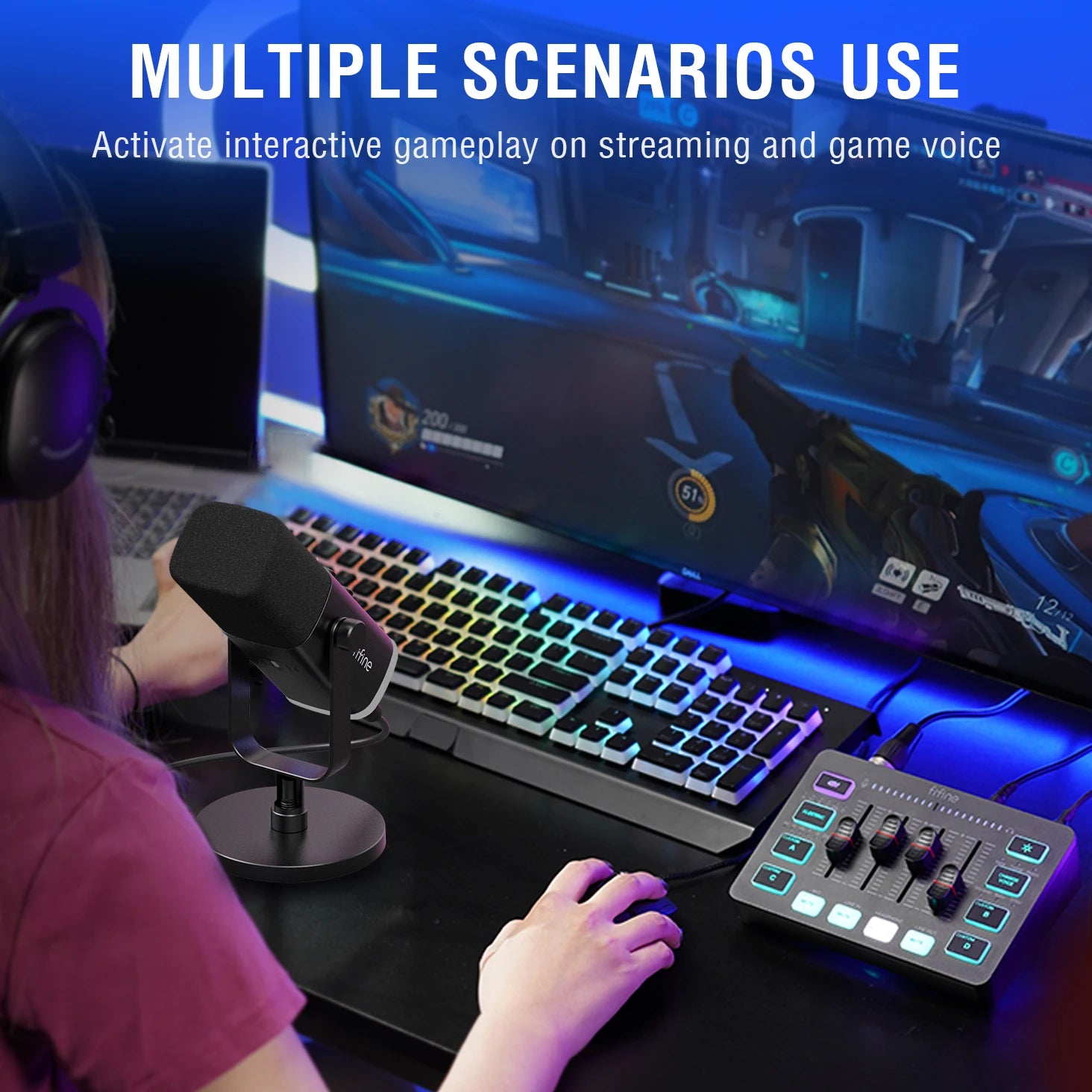 Gaming Audio Set Microphone/Mixer/Headset for Streaming Podcasting,Podcast Set for Youtube/Obs/Tiktok/X/Vk - AM8/H9/SC3