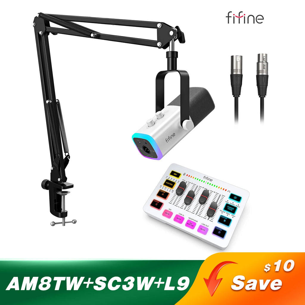 Gaming Audio Set Microphone/Mixer/Headset for Streaming Podcasting,Podcast Set for Youtube/Obs/Tiktok/X/Vk - AM8/H9/SC3