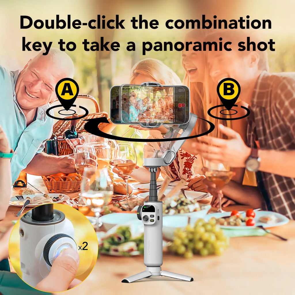 Smart X2 Smartphone 3 Axis Gimbal Stabilizer for Iphone and Android Phone with Built-In Extension Pole and LED Display