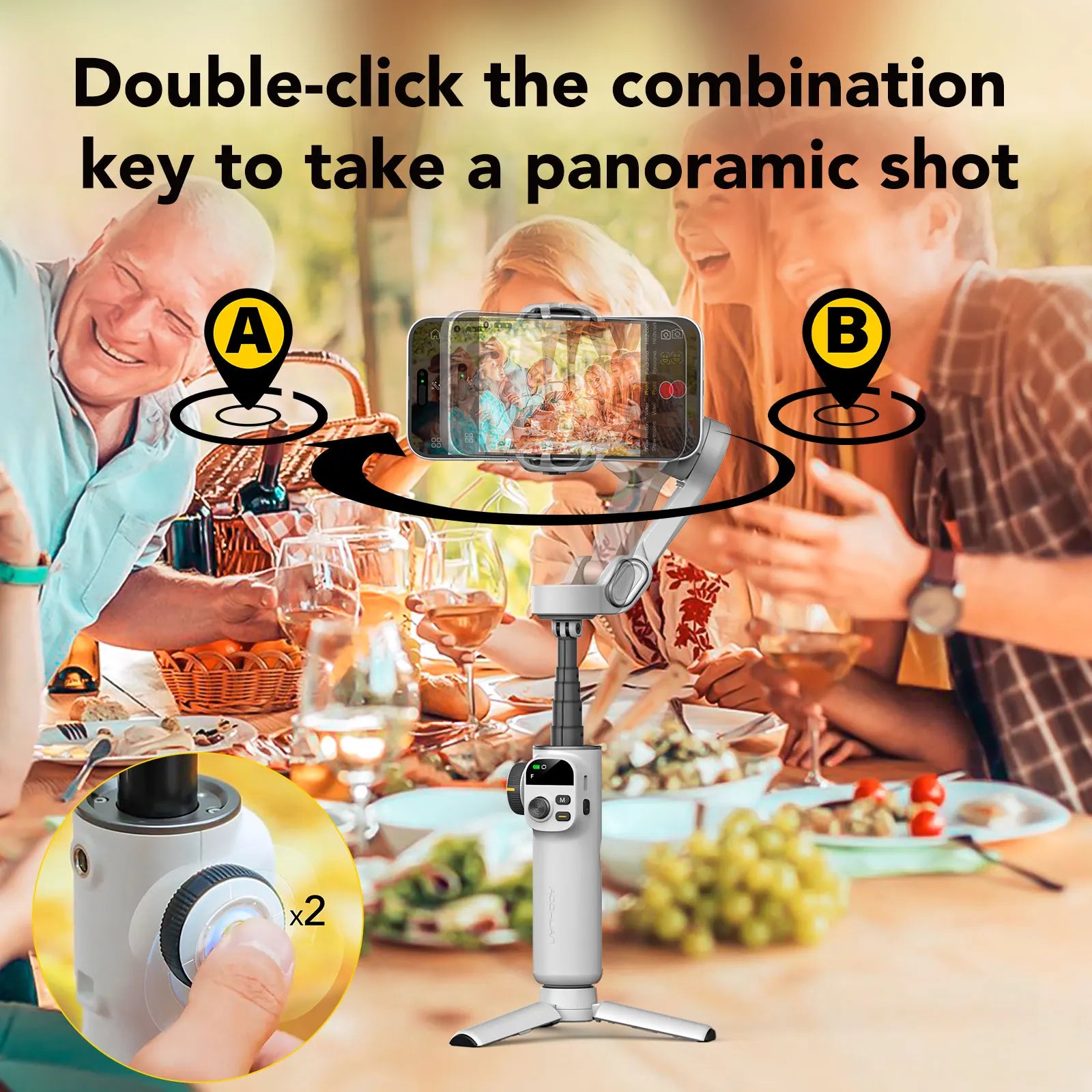 Smart X2 Smartphone 3 Axis Gimbal Stabilizer for Iphone and Android Phone with Built-In Extension Pole and LED Display