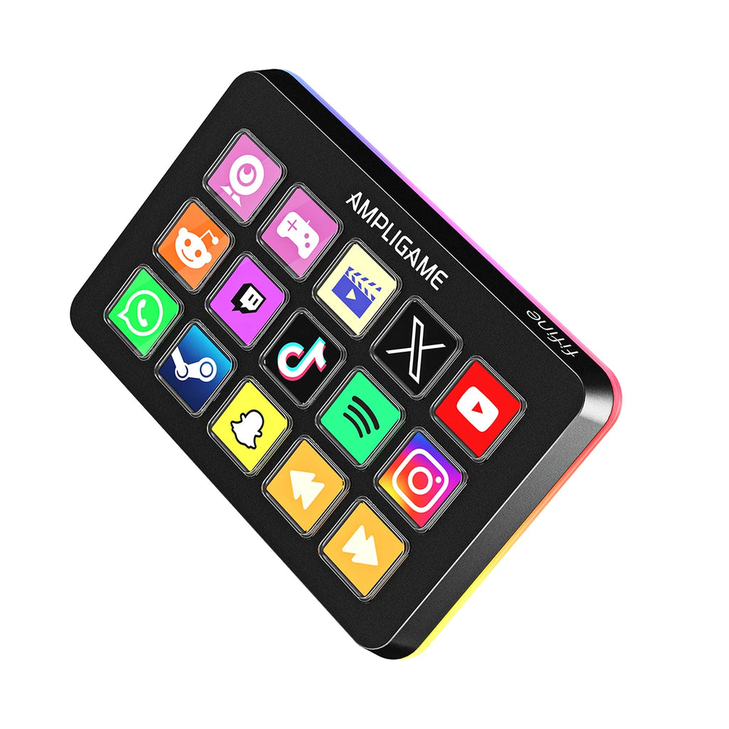 D6 Mini Keyboard with 15 Customizable Macro Buttons, Trigger Actions via App， Custom Macros for Obs/Twitch/Youtube/Vk