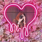 LED Heart Neon Sign Light for Bedroom Girl'S Room Party Studio Shop Decor Melt Heart with Pink Mirror Sign Perfect Birthday Gift