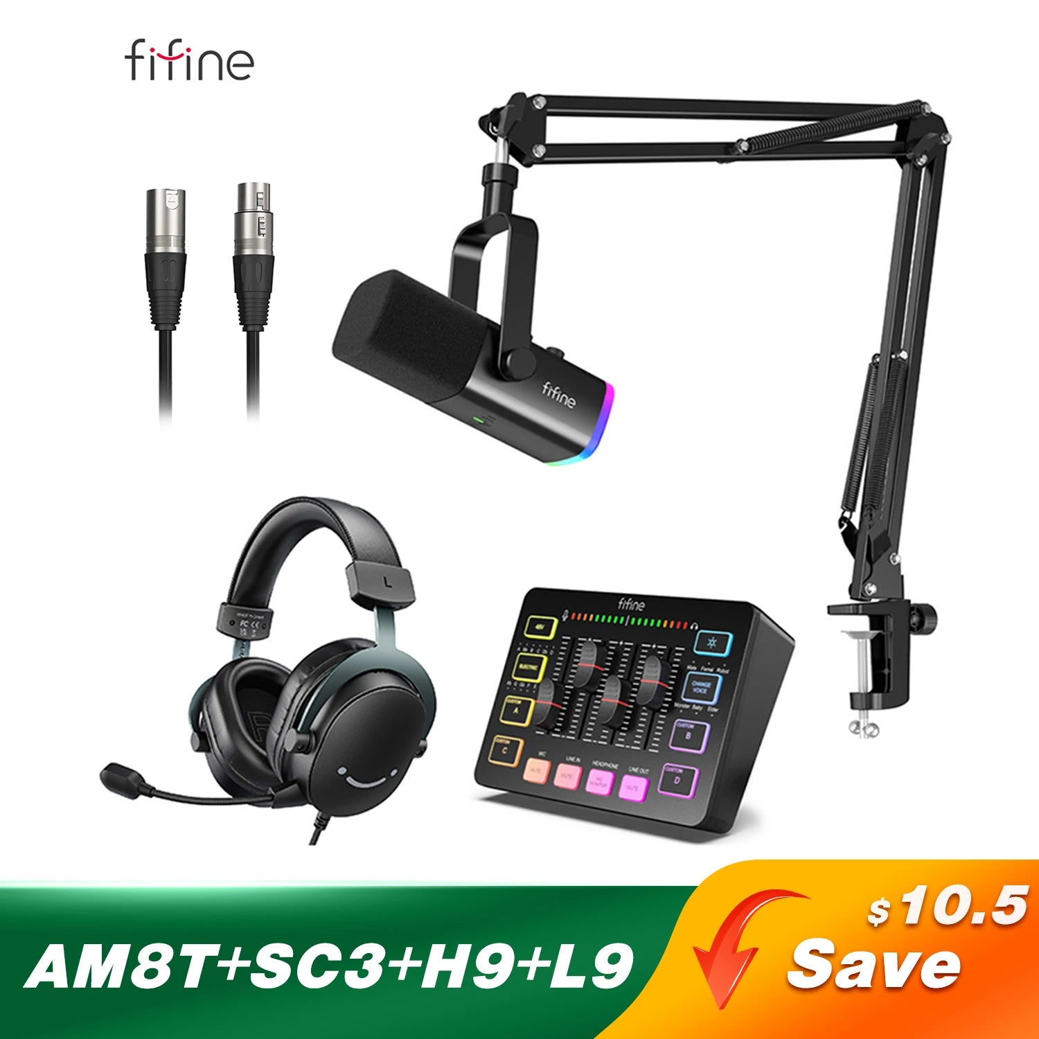Gaming Audio Set Microphone/Mixer/Headset for Streaming Podcasting,Podcast Set for Youtube/Obs/Tiktok/X/Vk - AM8/H9/SC3