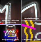 Lucky Cat Noodle Lneon Signs LED Neon Light Sign Light up Neon Signs Wall Decor for Home Bar Living Room Store Club Bistro