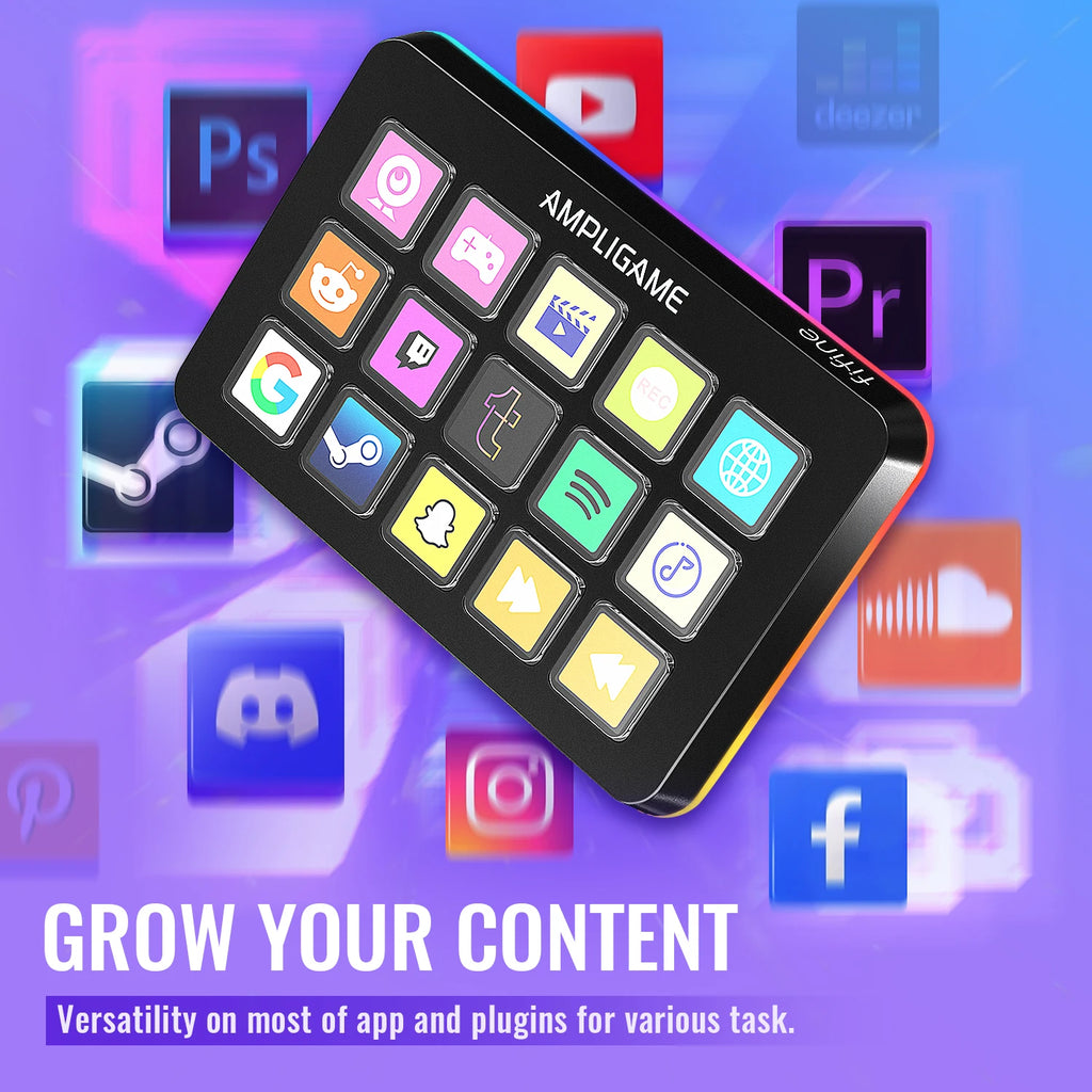 D6 Mini Keyboard with 15 Customizable Macro Buttons, Trigger Actions via App， Custom Macros for Obs/Twitch/Youtube/Vk