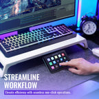 D6 Mini Keyboard with 15 Customizable Macro Buttons, Trigger Actions via App， Custom Macros for Obs/Twitch/Youtube/Vk