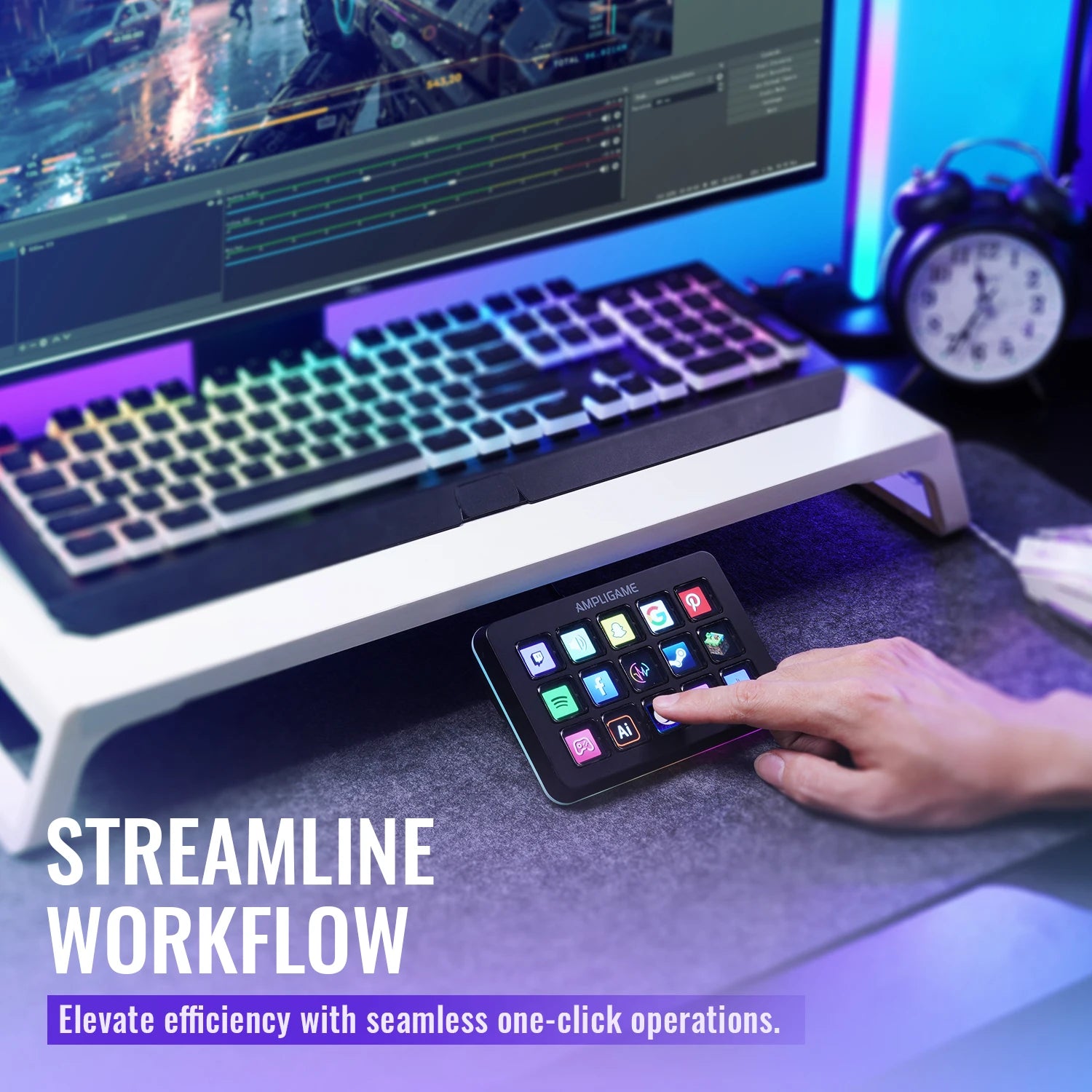 D6 Mini Keyboard with 15 Customizable Macro Buttons, Trigger Actions via App， Custom Macros for Obs/Twitch/Youtube/Vk