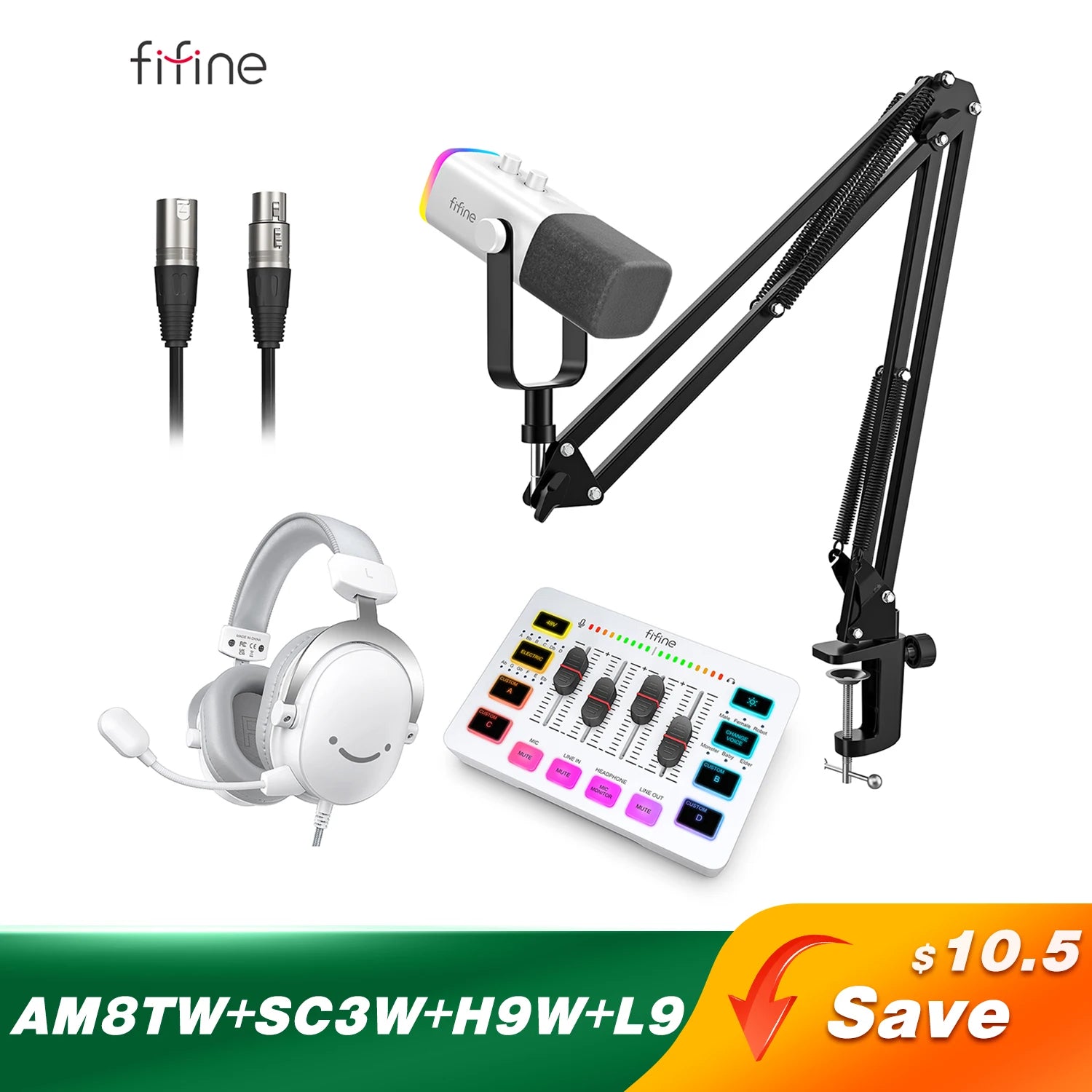 Gaming Audio Set Microphone/Mixer/Headset for Streaming Podcasting,Podcast Set for Youtube/Obs/Tiktok/X/Vk - AM8/H9/SC3