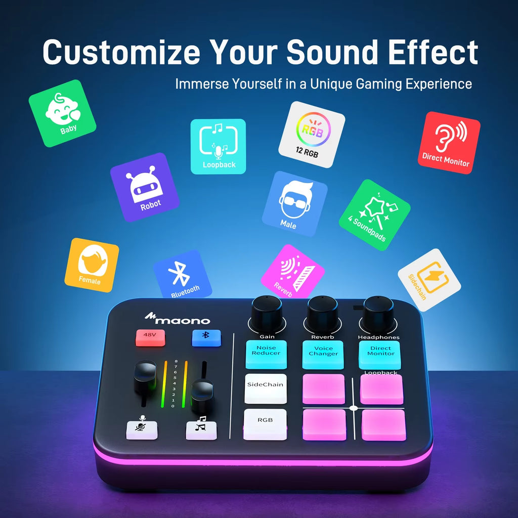 G1 NEO Interfaz De Audio Audio Mixer G1,Custom Sound Effects,Xlr Audio Interface,For Gaming Voice,Podcast