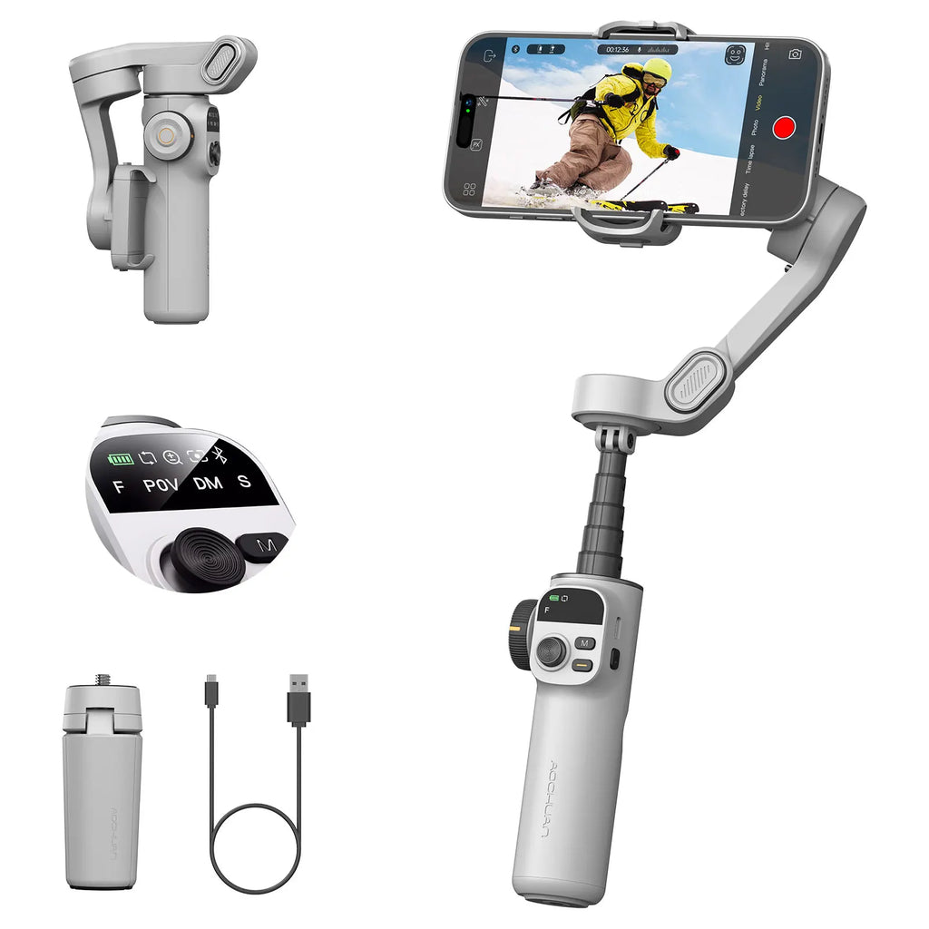 Smart X2 Smartphone 3 Axis Gimbal Stabilizer for Iphone and Android Phone with Built-In Extension Pole and LED Display