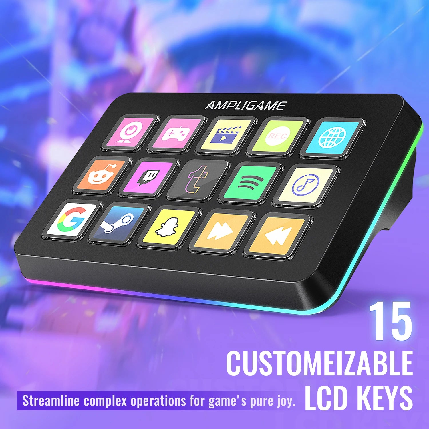 D6 Mini Keyboard with 15 Customizable Macro Buttons, Trigger Actions via App， Custom Macros for Obs/Twitch/Youtube/Vk