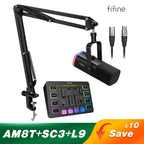 Gaming Audio Set Microphone/Mixer/Headset for Streaming Podcasting,Podcast Set for Youtube/Obs/Tiktok/X/Vk - AM8/H9/SC3