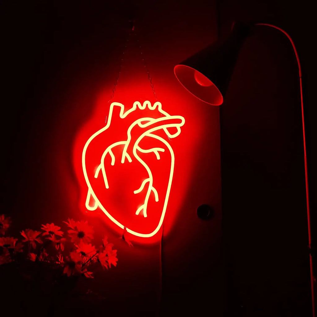 Human Heart Neon Signs LED Neon Light Sign Light up Neon Signs Wall Decor for Bedroom Man Cave Bar Decor Store Club 13*12Inches