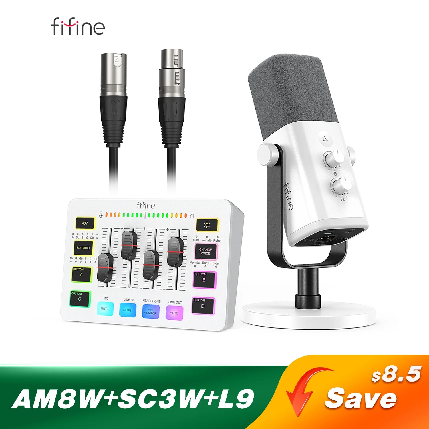 Gaming Audio Set Microphone/Mixer/Headset for Streaming Podcasting,Podcast Set for Youtube/Obs/Tiktok/X/Vk - AM8/H9/SC3