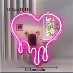 LED Heart Neon Sign Light for Bedroom Girl'S Room Party Studio Shop Decor Melt Heart with Pink Mirror Sign Perfect Birthday Gift