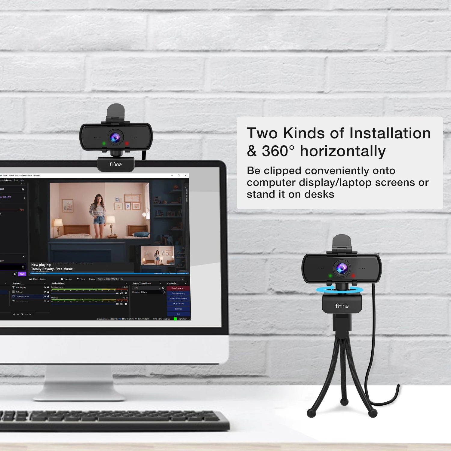 1440P Full HD PC Webcam with Microphone, Tripod, for USB Desktop & Laptop,Live Streaming Webcam for Video Calling-K420