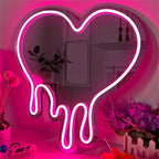 LED Heart Neon Sign Light for Bedroom Girl'S Room Party Studio Shop Decor Melt Heart with Pink Mirror Sign Perfect Birthday Gift